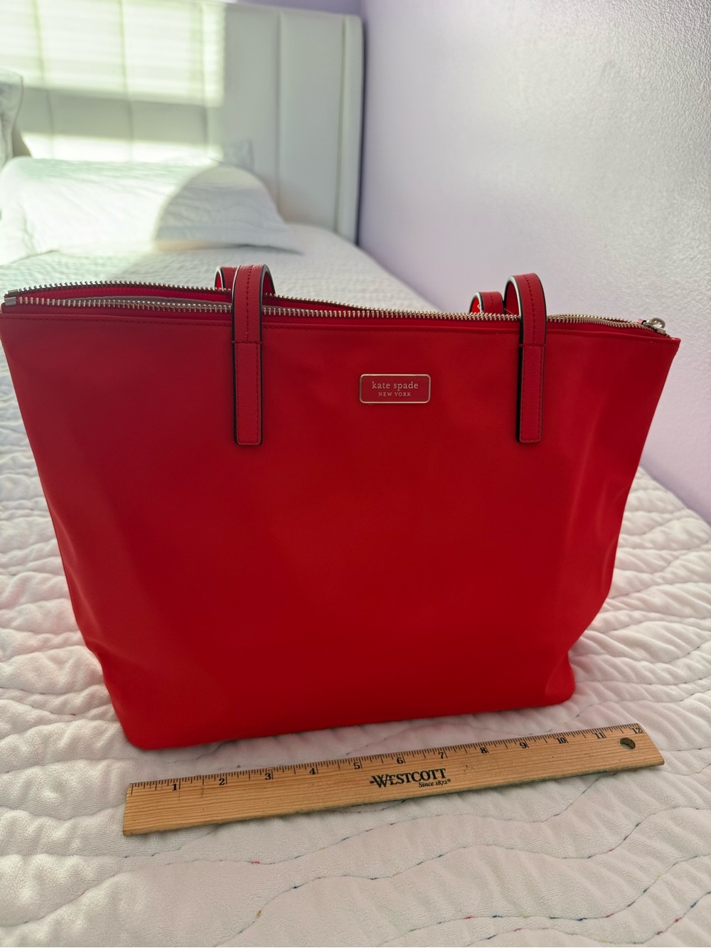 kate spade Bright Red Nylon Zip-Top Tote